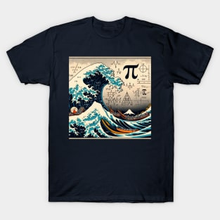 Pi Day Tsunami: Kanagawa Wave Meets Mathematics T-Shirt